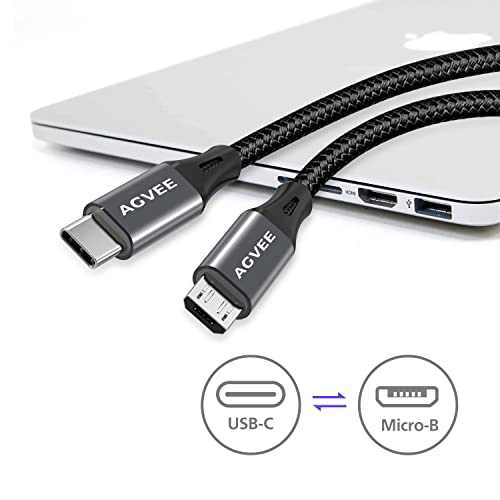 AGVEE 2 Csomag 6ft USB-C OTG, hogy Micro USB Kábel, Fonott Töltő Adatok Szinkronizálása Vezeték Töltés Vezeték Adapter Samsung