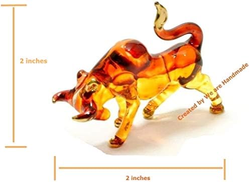 Kézzel Készített Mini Bika Művészi Üveg, Fújt A Vad Állat Figura - Gyűjtemény Y