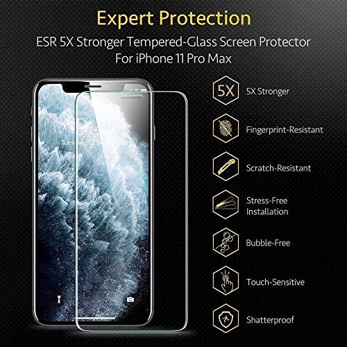 ESR Fém Állvány Tervezett iPhone 11 Pro Max Esetében + [2 Csomag], Edzett Üveg kijelző Védő fólia iPhone 11 Pro Max