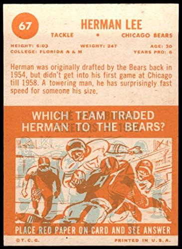 1963 Topps 67 Herman Lee Chicago Bears (Foci Kártya) EX/MT Medvék Florida A&M