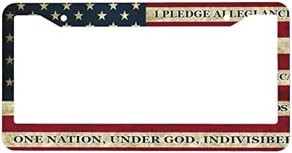 Hazafias Amerikai Zászló Rendszámtábla Keret 2db Amerikai Függetlenség Napja Zászló Alumínium Fém Autóipari Keretek Nők/Férfiak,
