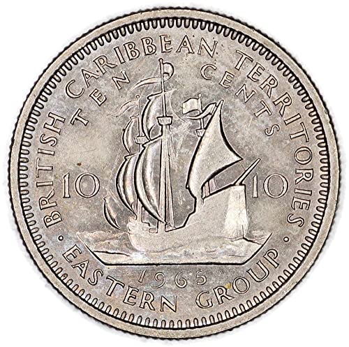 1965 AG Karibi Államok KM 5 Golden Hind Hajó Sir Francis Drake 10 Cent Nagyon Jó