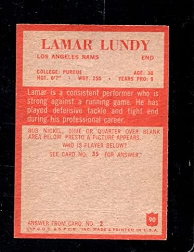 1965 PHILADELPHIA 90 LAMAR LUNDY EXMT (RC) LA RAMS SZÉPEN KÖZÉPRE