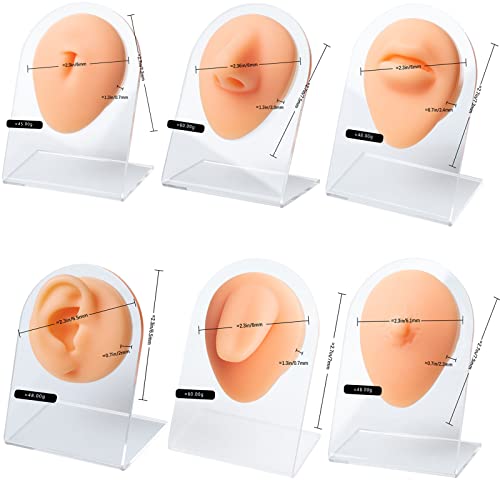 7PC Puha Szilikon Piercing Modell Akril Állni, Újrafelhasználható Akupunktúra Piercing Gyakorlat testrészek, 3D Rugalmas