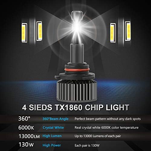 MOSTPLUS LED Fényszóró Combo 9005+H11 Magas/alacsony Gerenda Izzó 6000K 4 Oldal TX1860 Chip 130W 13000LM