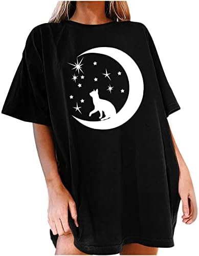 A nők Túlméretezett Tunika Maximum Csillagok, s a Hold a Tai Chi Grafikus Rövid Ujjú Plus Size Pulóver Pulóver, T-Shirt,