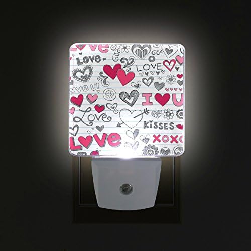 2 db Plug-in LED-es Éjszakai Fény a Valentin-Nap a Szeretet & Hearts Vázlatos Notebook Nightlights az Alkonyat Hajnal Érzékelő