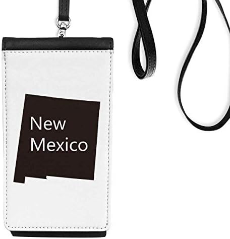 Új-Mexikó, USA Térkép Vázlat Phone Wallet Pénztárca Lóg Mobil Tok Fekete Zseb