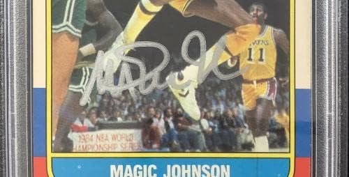 Magic Johnson Aláírt 1986 Fleer 53 Kosárlabda Kártya Lakers HOF PSA/DNS-GEM MT 10 - Aláíratlan Kosárlabda Kártyák