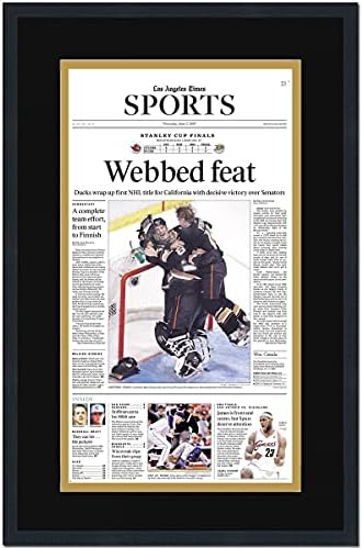 Keretes Los Angeles Times Anaheim Ducks Úszóhártyás Bravúr 2007-Ben Stanley-Kupa Bajnokok 17x27 Jégkorong Újság Címlap Fotó