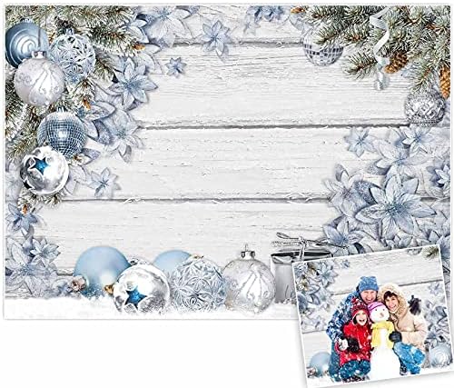 Allenjoy 118 x 95 Winter Wonderland Hátteret Gyerekek Fotózás Kék Karácsonyi Hópehely Havas Táj Háttér Bokeh Csillogó Baba