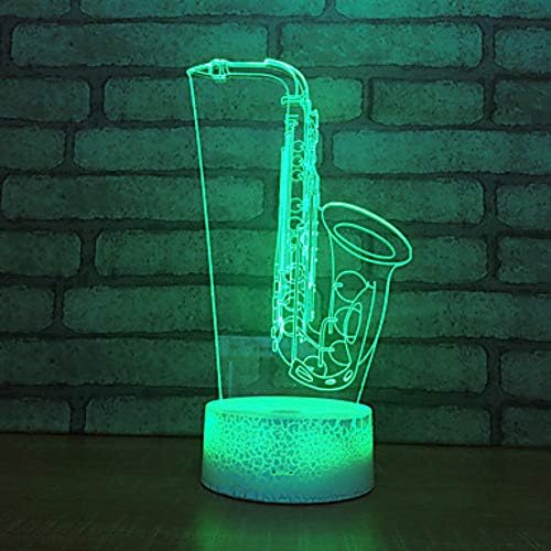 Jinnwell 3D Saxphone Éjszakai Fény Lámpa Illúzió Éjszakai Fény 7 Szín Megváltoztatása Érintse meg a Kapcsoló Táblázat Asztal