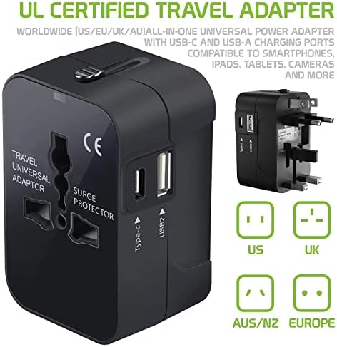 Utazási USB Plus Nemzetközi Adapter Kompatibilis Celkon Q40+ Világszerte Teljesítmény, 3 USB-Eszközök c típus, USB-A Közötti
