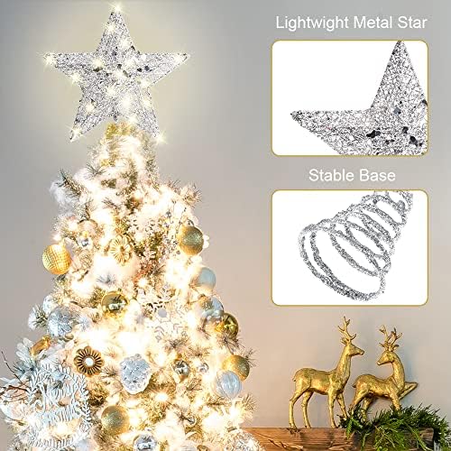 YAUNGEL karácsonyfa Topper, Csillag csúcsdíszt 40 LED-s Távirányító elemes Meleg Fények Treetop Karácsonyi Dekoráció, Beltéri