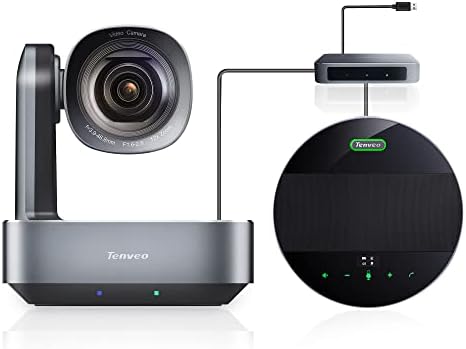 Tenveo VLGroup All-in-One 4K UHD Konferencia Kamera, Bluetooth Kihangosító Rendszer, 12X Optikai Zoom Széles Látószög Lencse