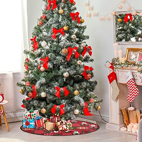 visesunny Karácsony, Mikulás, karácsonyfa Alátét Fa áll Szőnyeg Padló Protector Nedvszívó Fa Állvány Tálca Szőnyeg Padló