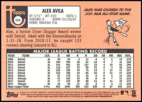 2018 Topps Örökség Magas Száma Baseball 666 Alex Avila Arizona Diamondbacks MLB Hivatalos Kereskedési Kártya