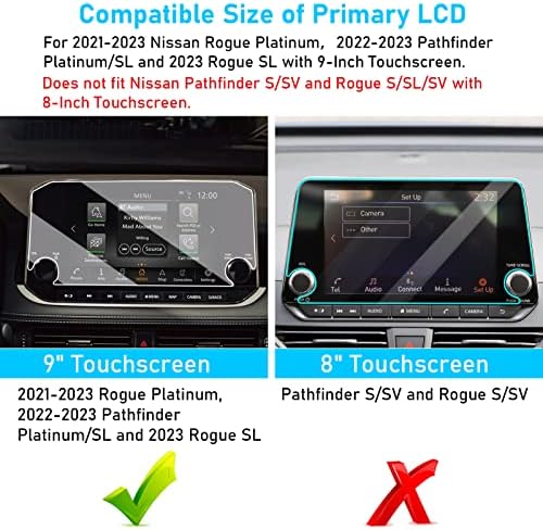 TTCR-II Kompatibilis 2021-2023 Nissan Rogue Platinum képernyővédő fólia 9 Inch, 2022-2023 Pathfinder Platina/SL Érintőképernyő