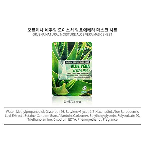 ORJENA 10 csomag Arc Maszk Sheet_Aloe Vera Maszk Face_Face Lap Maszk Aloe Vera_Korean Skincare_Moisture_Anti Aging_Anti Wrinkle_Hydrating,