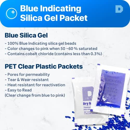 5 Grammos [40 Csomagokat] Kék Száraz & Száraz Prémium Jelezve, (Kék, Rózsaszín) Szilikagél Csomagok - Szilícium-dioxid Csomagokat,