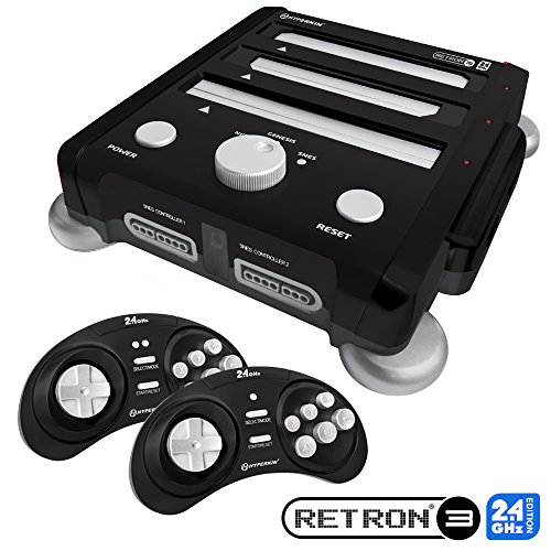 Hyperkin RetroN 3 játékkonzol 2,4 GHz-es Kiadás, a Super NES/ Genesis/ NES (Onyx Fekete)