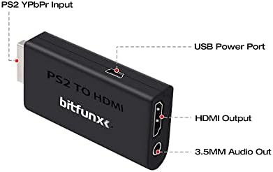 A PS2-HDMI-kompatibilis Átalakító Adapter, Video Converter Ypbpr Bemenet HDTV Monitor, 3.5 mm-es Audio Jack (Fekete)