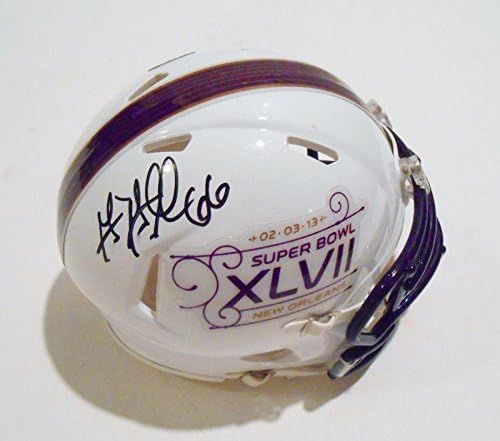 Gino Gradkowski Aláírt Super Bowl XLVII Mini Sisak w/COA Baltimore Ravens A 47 - Dedikált NFL Mini Sisak