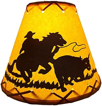 Rusztikus Olajozott Kraft csiptetős Lámpa Árnyékban Cowboy Design - 9