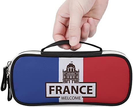 Franciaország Üdv Zászló Nagy Kapacitású Ceruza Toll Esetben Hordozható Hordoz Smink Táska, Toll Tároló Tok Cipzárral Bezárása