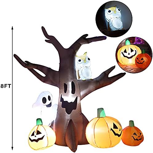 yofit Halloween Felfújható 8 Ft Szellem Fa, Sütőtök, Bagoly, LED-es Lámpák Felrobbantani Kerti Dekoráció Kert Udvar Kerti