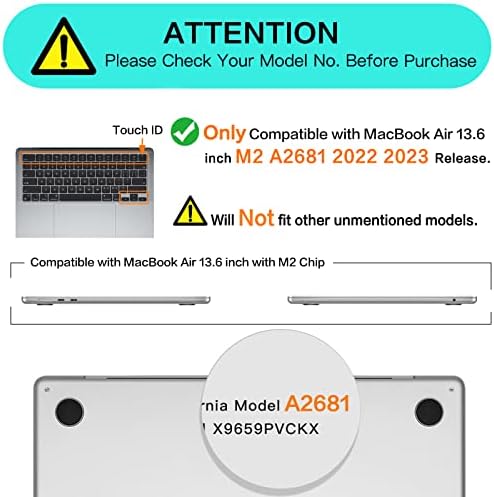MOSISO Kompatibilis MacBook Air 13.6 hüvelyk Esetben 2022 2023 Kiadás A2681 M2-es Chip Folyékony Retina Display & Touch ID