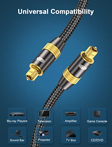 EMK® Optikai Digitális Audio Kábel Toslink Kábel-24 KARÁTOS Aranyozott Fonott Nylon S/PDIF Kábel házimozi, Hang, Bár, TV,