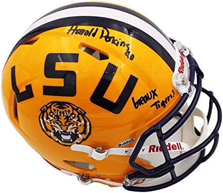 Harold Perkins Aláírt LSU Tigers Sebesség Hiteles Sárga NCAA Sisak Geaux Tigrisek Felirat, - Dedikált Főiskola Sisak