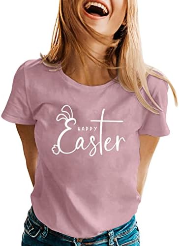 CGGMVCG Húsvéti Pólók Női Húsvét Nyuszi Nyomtatás Grafikai Pólók Rövid Ujjú Sleeve Tshirt Húsvéti Maximum a Nők 2023