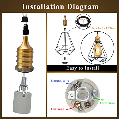 DiCUNO Vintage E26 Lámpa Foglalat, Edison Medál Fény Aljzat Csere Antik Lógó Lámpa tartó Ipari, Dekorációs, BARKÁCS Világítás,