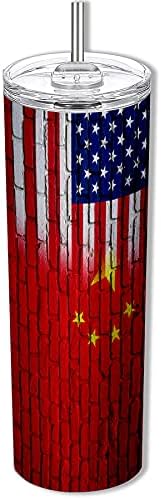 ExpressItBest 20oz Sovány Dobon a Zászló of China (Kínai) - Hullámok & USA-ban