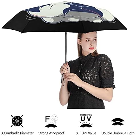 Kalap Kutya Fejét Utazási Esernyő Szélálló Hordozható 3 Összecsukható Tartós UV Esőben Esernyő