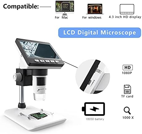 TFIIEXFL Többfunkciós Digitális LCD Asztali Mikroszkóp Hordozható 4.3 hüvelyk Elektronikus Biológiai Mikroszkóp Kettős Tápegység