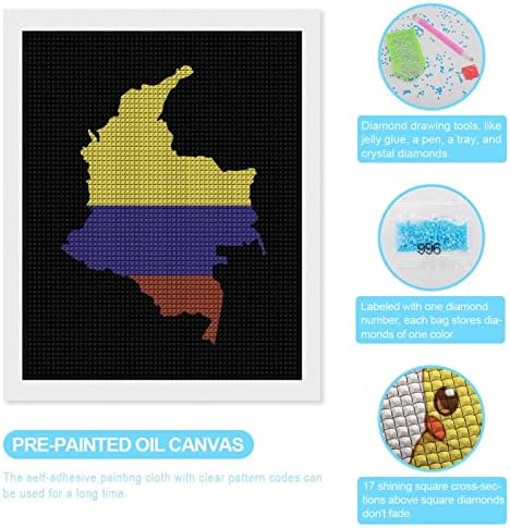Zászló Térkép Kolumbia Gyémánt Festmény Kit Art Képek DIY Teljes Gyakorlat Otthoni Kiegészítők Felnőttek Ajándék Haza, Fali