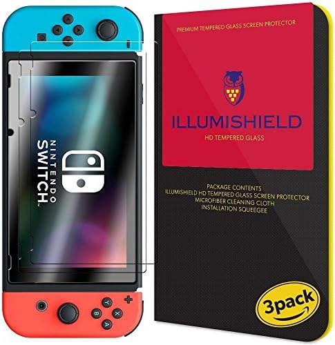 iLLumiShield Üveg kijelző Védő fólia Kompatibilis a Nintendo Kapcsoló (3 Csomag) Anti-Scrach, az Ügy Barátságos, Nem-Buborék