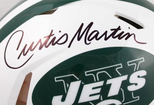 Curtis Martin Aláírt New York Jets F/S-98-18 Sebesség Hiteles Sisak - PSA - Dedikált NFL Sisak