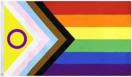 ANJOR Interszexuális Haladás Pride Flag 3x5Fts - All inclusive a Leszbikus, Meleg, Biszexuális, Transznemű Szivárvány Zászló