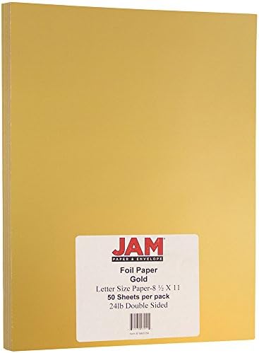 JAM PAPÍR Fólia 24lb 2-Oldalas Papír - 8,5 x 11 - Arany - 50 Lap/Csomag