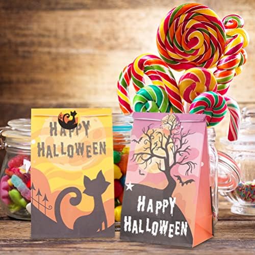 SEWACC Halloween Matricák 30db Ajándék Halloween Táskák Kraft Papír-Bevásárló Táskák Halloween Party kellék Táska Fél Finomságok